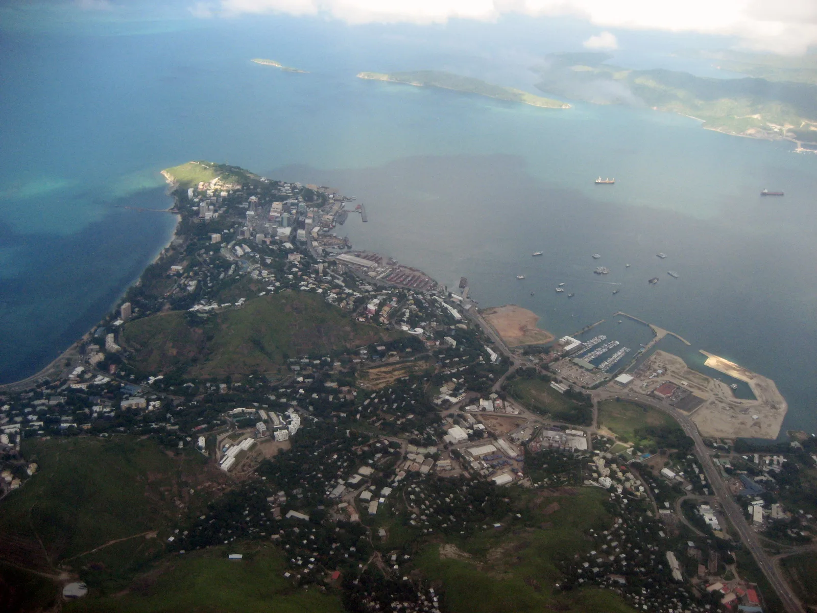 Aerial view of Port Moresby, the capital of Papua New Guinea
